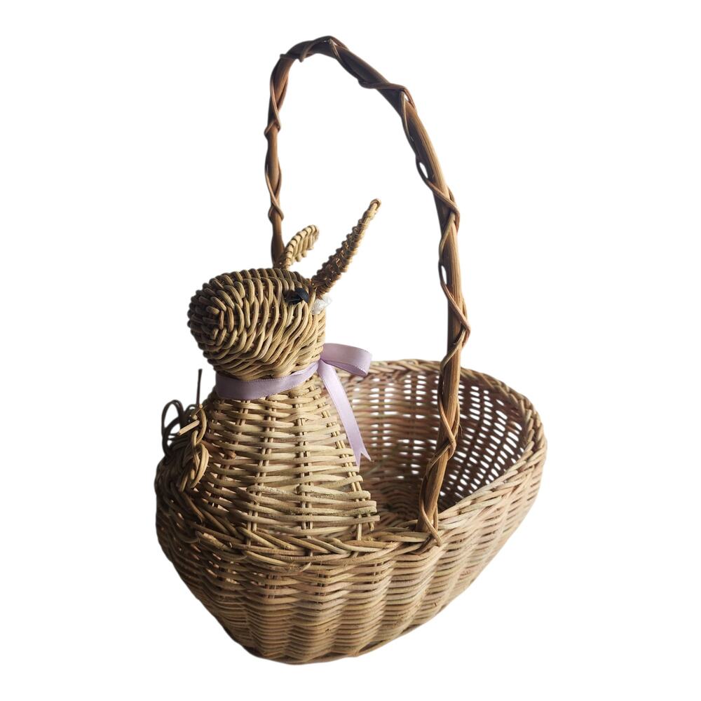 Wicker Brown Bunny Rabbit Basked Easter Spring Decor